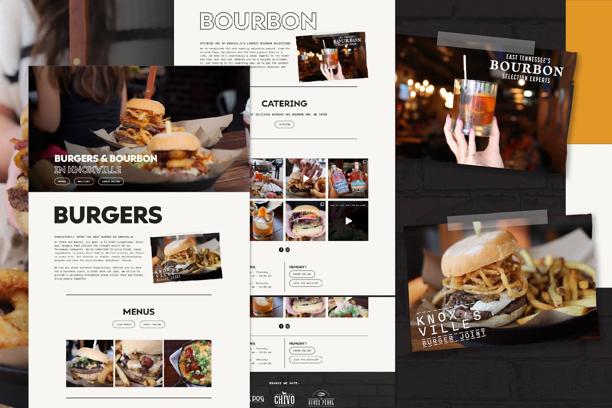Visual representation of South Made's website design for Stock and Barrel, Knoxville, showing a breakdown of design components.